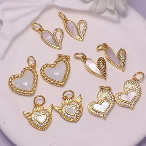 Pendentif Cœur en Nacre Plaqué Or 18 carats, Composants de Bijoux DIY pour Collier Bracelet, Vente en Gros - Product Image 1