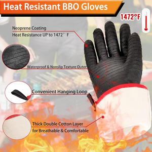 Gants de barbecue résistants à la chaleur : résistants à l'huile et à l'eau, résistants aux hautes températures, pour four et barbecue - Product Image 6