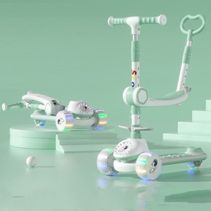 3 in 1 per bambini Outdoor Fitness Scooter Push Rod giocattolo di plastica con ruota PU pieghevole Skateboard per i bambini - Product Image 2