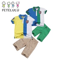 Ensembles de vêtements Preppy pour enfants, tenue d'été pour garçons, liquidation de vêtements, col polo, collection 2020