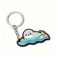 Porte-clés personnalisé OEM Pinshuo, usine avec 20 ans d'expérience, pendentif en caoutchouc 2D dessin animé, cadeau, porte-clés mignons, mascotte IP d'entreprise
