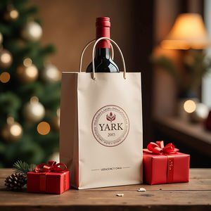 Custom Luxury Twisted Handle Kraft Cardboard Recyclable Wine Paper <b>Bag</b> for Single Wine Bottle - Product Image 3