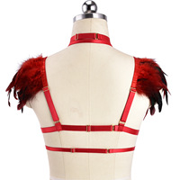 Lingerie sexy pour femme avec plumes, tenue de danse pour festivals et soirées, effet sculptant, pour jeux de rôle érotiques BDSM, respirante, écologique, lavée