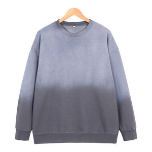 Sweat-shirt ras du cou 400 GSM tricoté coupe classique couleur unie teinture dégradée pour homme, pull streetwear automne respirant à col rond - Product Image 3