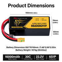 Baterai LiPo Kelas Industri 350Wh/kg 30C 22.2V 16Ah 6S1P Paket Lunak Ultra-Ringan untuk VTOL Angkat Berat & UAV Daya Tahan Lama