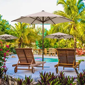 Großhandel sonnensichere hölzerne Stange Regenschirm hängender Markt Strand Garten Patio Regenschirm Sockel für den Hotelgebrauch