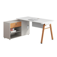 Poste de travail de bureau individuel moderne en bois avec cloison de séparation, ensemble de mobilier de direction de luxe avec table blanche
