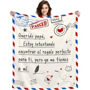 White Postal Love Letter Flannel Blanket Throw Blanket Nap Blanket Wholesale Super Soft <b>Machine</b> Washable Custom Print - Product Image 4