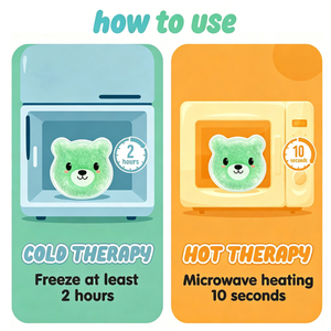 Compresa de Gel Frío/Calor en Forma de Oso de Cartón Suave para Golpes y Fiebre, Terapia de Frío/Calor para Niños Pequeños y Niños - Product Image 4