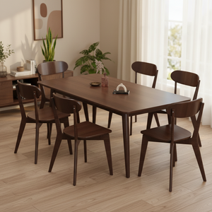 Juego <span class=keywords><strong>de</strong></span> Mesa y Sillas <span class=keywords><strong>de</strong></span> <span class=keywords><strong>Comedor</strong></span> Rectangulares <span class=keywords><strong>de</strong></span> Madera Maciza <span class=keywords><strong>de</strong></span> Estilo Nórdico con Acabado en Nogal <span class=keywords><strong>para</strong></span> Sala <span class=keywords><strong>de</strong></span> Estar, Muebles <span class=keywords><strong>para</strong></span> el Hogar - Product Image 6