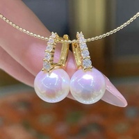 Boucles d'oreilles clous en perle unique grande et brillante, style fixe, perle ronde pour femme, cadeau de mariage, livraison rapide