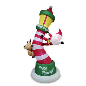 Logo gonflable de Noël transfrontalier de 8 pieds avec éclairage LED, <span class=keywords><strong>phare</strong></span> avec Père Noël et rennes grimpants pour <span class=keywords><strong>la</strong></span> cour, utilisation en extérieur pour les fêtes - Product Image 1