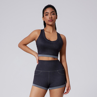 Ensemble de yoga sans couture en faux denim PASUXI pour femmes, vêtements de sport deux pièces, taille haute, respirant, léger, survêtement
