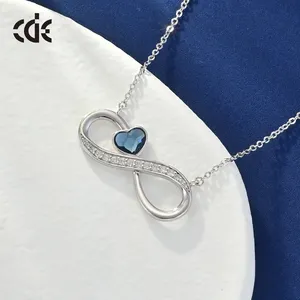 CDE ssyn002 đồ trang sức mỹ 925 Sterling Silver infinity biểu tượng Vòng cổ bán buôn hình trái tim pha lê với vòng cổ vuông