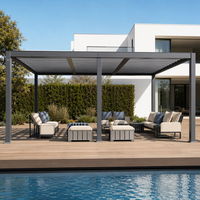 Gazebo motorisé en aluminium toutes saisons, système bioclimatique écologique, écran coupe-vent pour restaurant en bord de piscine, espace extérieur