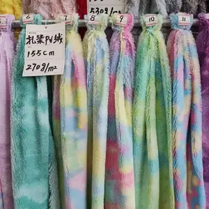 High Quality Long Pile 10mm 20mm Hair PV Plush Fabric Super Soft Multi Color Printed Plush Tie Dye Fur Fabric For Blankets/