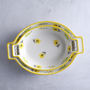 Cucina floreale decalcomania artigianale Bakeware Set di piatti da forno di sicurezza a microonde in ceramica - Product Image 2