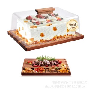 Cross-border wooden dessert plate, solid wood tasting plate, home desktop wooden <b>tray</b>, creative dual-purpose wooden <b>snack</b> plate - Product Image 5