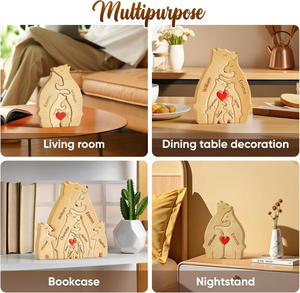 Cadeaux pour la fête des mères Pafu, puzzles en bois personnalisés en forme d'ours qui s'embrasse, décoration de bureau familiale, puzzles en bois personnalisés en forme d'ours pour la <span class=keywords><strong>famille</strong></span> - Product Image 3