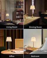 Moderne Wiederaufladbare LED-Tischlampe mit Stoffschirm, Kabellose Batterie E14 Leuchte mit Touchfunktion, Ideal zur Dekoration von Esstischen und Schlafzimmern