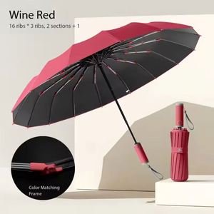 Parapluie automatique pliable en trois sections, tube en fer classique, revêtement noir, protection solaire, unisexe, protection UV, double usage pluie et soleil, 106 cm - Product Image 1
