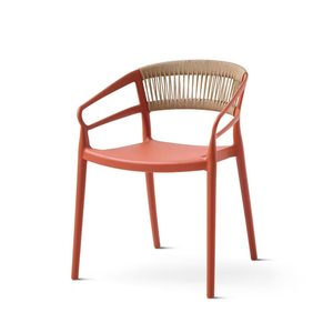 <span class=keywords><strong>Sedia</strong></span> da pranzo impilabile in plastica con braccioli, colore <span class=keywords><strong>senape</strong></span>, schienale in corda intrecciata a mano, per ristorante, esterno, patio, bistrot - Product Image 6