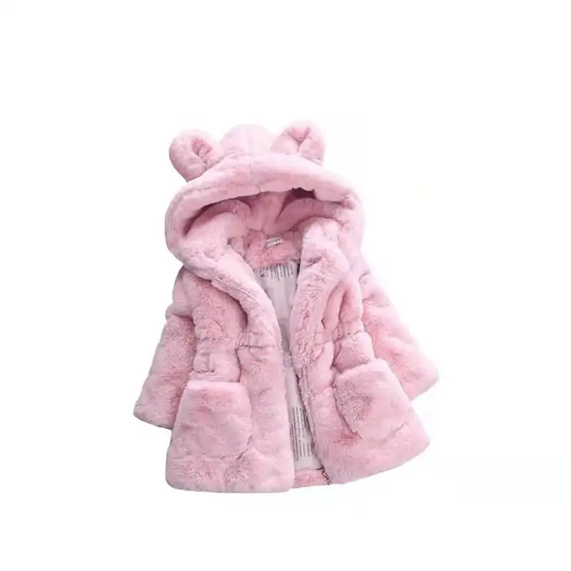 Hao Baby 2022 Girl der Winter New Rabbit Ears Thickening Quilted Fur Coat