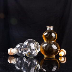 Bottiglia di liquore di zucca in vetro in stile cinese stile cinese 380ml bottiglie di vino a forma di zucca a forma di zucca in vetro con sughero in legno - Product Image 6