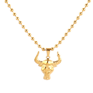 Collana da uomo con teschio di toro in acciaio inossidabile collana con ciondolo Punk animale alla moda Taurus zodiacale amuleto gioielli regalo di <span class=keywords><strong>anniversario</strong></span> <span class=keywords><strong>per</strong></span> <span class=keywords><strong>lui</strong></span> lei - Product Image 2