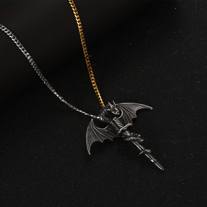 European American Style <b>Titanium</b> Steel Dragon Sword Pendant Necklace Men's Retro Animal Zodiac Fashion Jewelry SP906 - Product Image 2