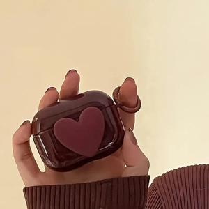 Étui pour écouteurs Apple AirPods 4ème génération, rouge vin, cœur, protection intégrale, antichoc - Product Image 2