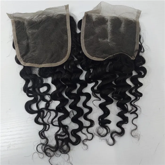 Letsfly ücretsiz bölüm brezilyalı bakire saç kıvırcık dantel 4 "x 4" doğal siyah insan saçı afro kıvırcık kapatma uzatma bebek saç