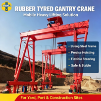 Grue portique sur pneus (RTG) SHENLI personnalisée avec roulements et moteur pour le manutention de conteneurs en zone logistique de terminal portuaire