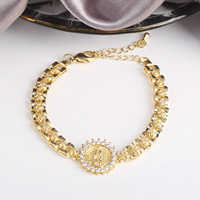 Bijoux en vrac mode simple 14k couleur or fleur vierge marie rose bracelet incrusté pour les femmes vente en gros