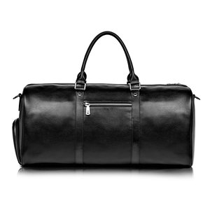 Bolsa de Viaje de Cuero Genuino, Bolsa de Deporte, Equipaje para Hombre, Tamaño Mediano, Color Negro, 22 - Product Image 1