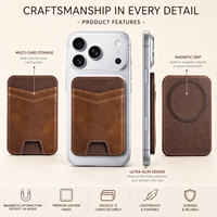 Tarjetero Magnético con Bloqueo RFID de Cuero PU, Funda Desmontable para Tarjetas para iPhone, Samsung, Google