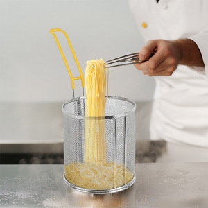 304 Stainless Steel Pasta Basket Fine Mesh Round Strainer For Noodle <b>Vegetable</b> Cooking 2.0-3.0L With Handle - Product Image 2