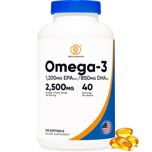 <span class=keywords><strong>Huile</strong></span> <span class=keywords><strong>de</strong></span> <span class=keywords><strong>poisson</strong></span> oméga 3 sans gluten, 120 gélules molles, non OGM, soutien cardiovasculaire pour adultes, 2500 mg, complément alimentaire - Product Image 1