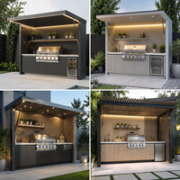 Cuisine extérieure économique avec réfrigérateur pour fûts, ensemble complet d'îlots de cuisine extérieure avec barbecue