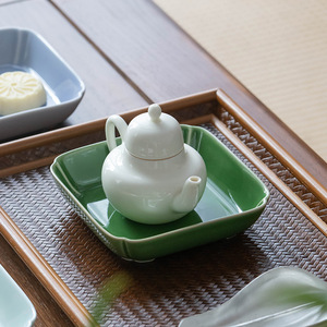 Assiette carrée en céramique, plat à collation en porcelaine pour salon de thé, fête, style simple - Product Image 4