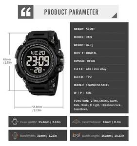 Reloj Deportivo Digital SKMEI 2422 para Hombre con Pantalla Grande, Resistente al Agua, Alarma con Luz Fría, Resistencia al Agua de 5 ATM, Caja de Plástico - Product Image 6