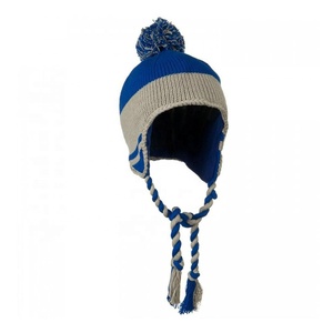 Peru Phong Cách Knit Ear Flap Trượt Tuyết Beanie Maroon Xám Bông Acrylic Pom-Pom Mũ Mùa Đông Ấm Áp Bán Buôn - Product Image 4