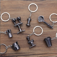 Porte-clés 3D Outils de café Réplique miniature de Barista Cadeau promotionnel Logo personnalisé Série Café Porte-clés en métal Pendentif