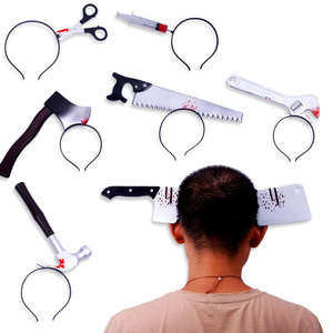 Wholesale Creepy Through Head Axe <b>Headband</b> Set Blood Stained Cleaver Prop Halloween Cosplay Party Hair Ornament - Product Image 3