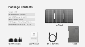 30W Tấm Pin Mặt Trời USB sạc di động có thể gập lại <span class=keywords><strong>Mini</strong></span> sáu lát gấp Bảng điều khiển năng lượng mặt trời ngoài trời di động bảng điều khiển năng lượng mặt trời - Product Image 6