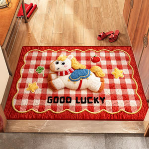Alfombra de Entrada Rectangular de Tierra de Diatomeas con Diseño de Pony de Año Nuevo, Antideslizante, Fácil de Limpiar, para la Puerta Principal del Hogar - Product Image 4