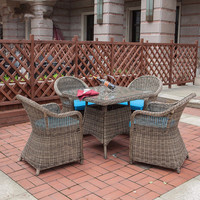 Ensemble de salle à manger durable en corde tressée au design moderne pour jardin, restaurant, mobilier d'extérieur, cour, hôtel, villa