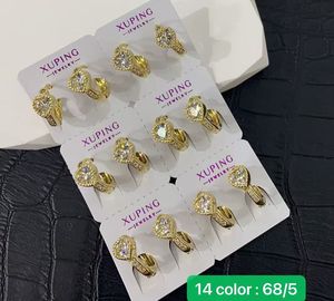 XUPING Jewelry Wholesale Copper Alloy 14K Gold Color Plated Synthetic Cubic Zirconia Stone Fashion <strong>Small</strong> Huggie <strong>Women</strong> <strong>Earring</strong> - Product Image 1