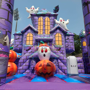 Castillo inflable comercial para niños, con tobogán, para Halloween, con diseño de casa embrujada. - Product Image 4
