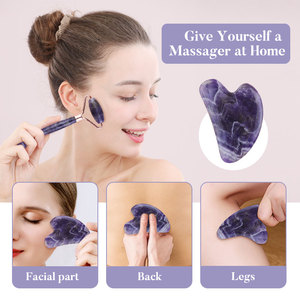 Set Gua Sha e Rullo di Giada in Ametista Autentica, Massaggiatore <span class=keywords><strong>Viso</strong></span> in <span class=keywords><strong>Pietra</strong></span> Naturale, Confezione Personalizzata, Ingrosso, Skincare, Home Spa, Realizzato in Giada - Product Image 5